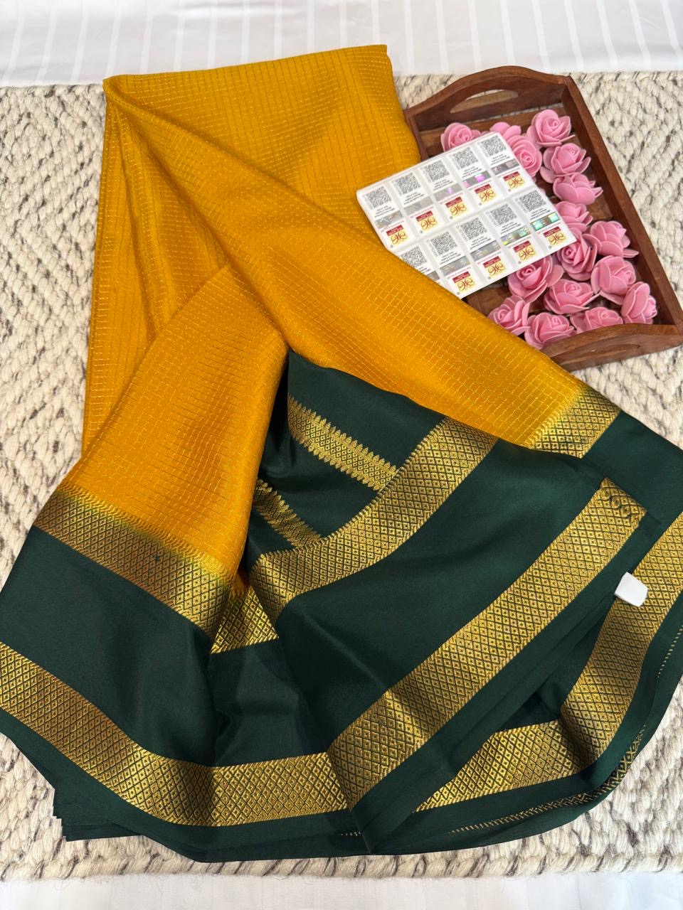 Mysore silk sarees checks pattern