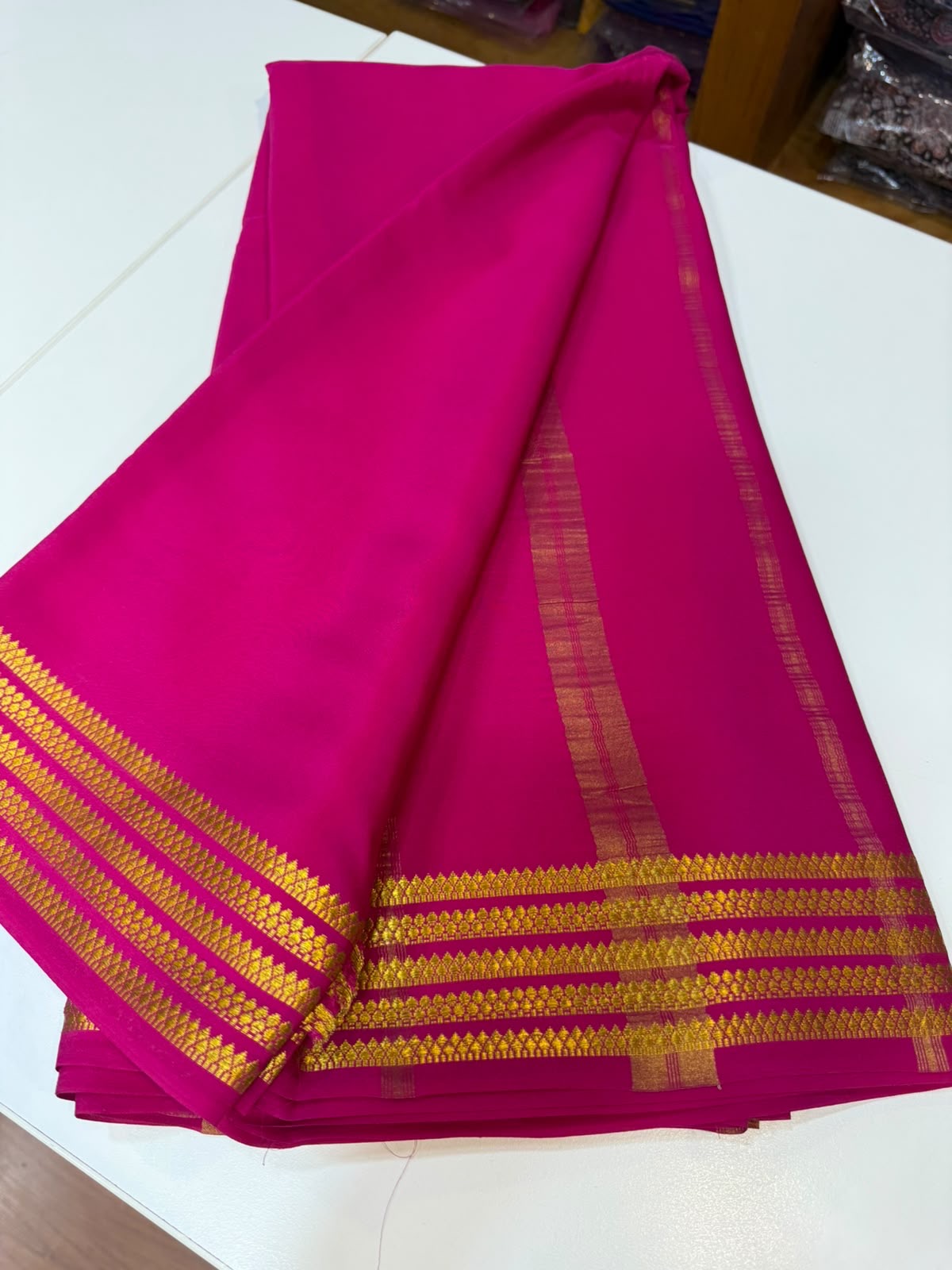 Mysore silk sarees gold lace pattern