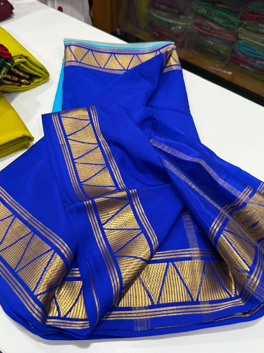 Mysore silk saree half and half pattern