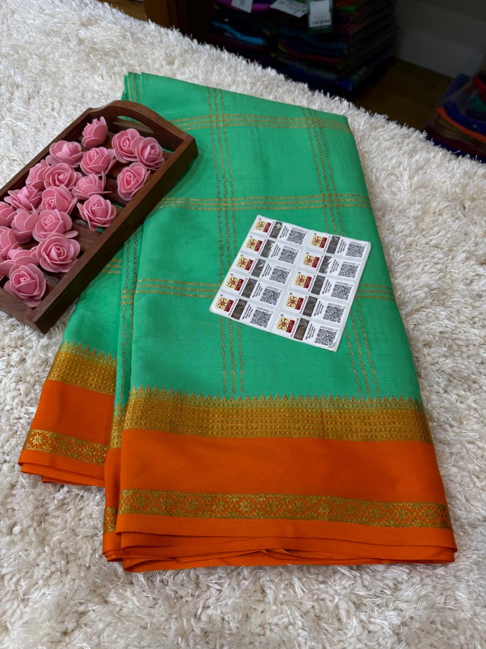 Mysore silk sarees contrast pattern