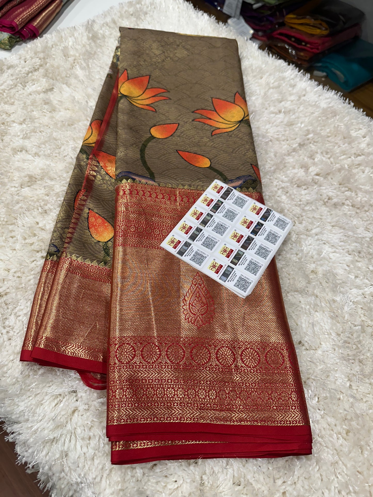 Pure digital print Kanjivaram silk sarees