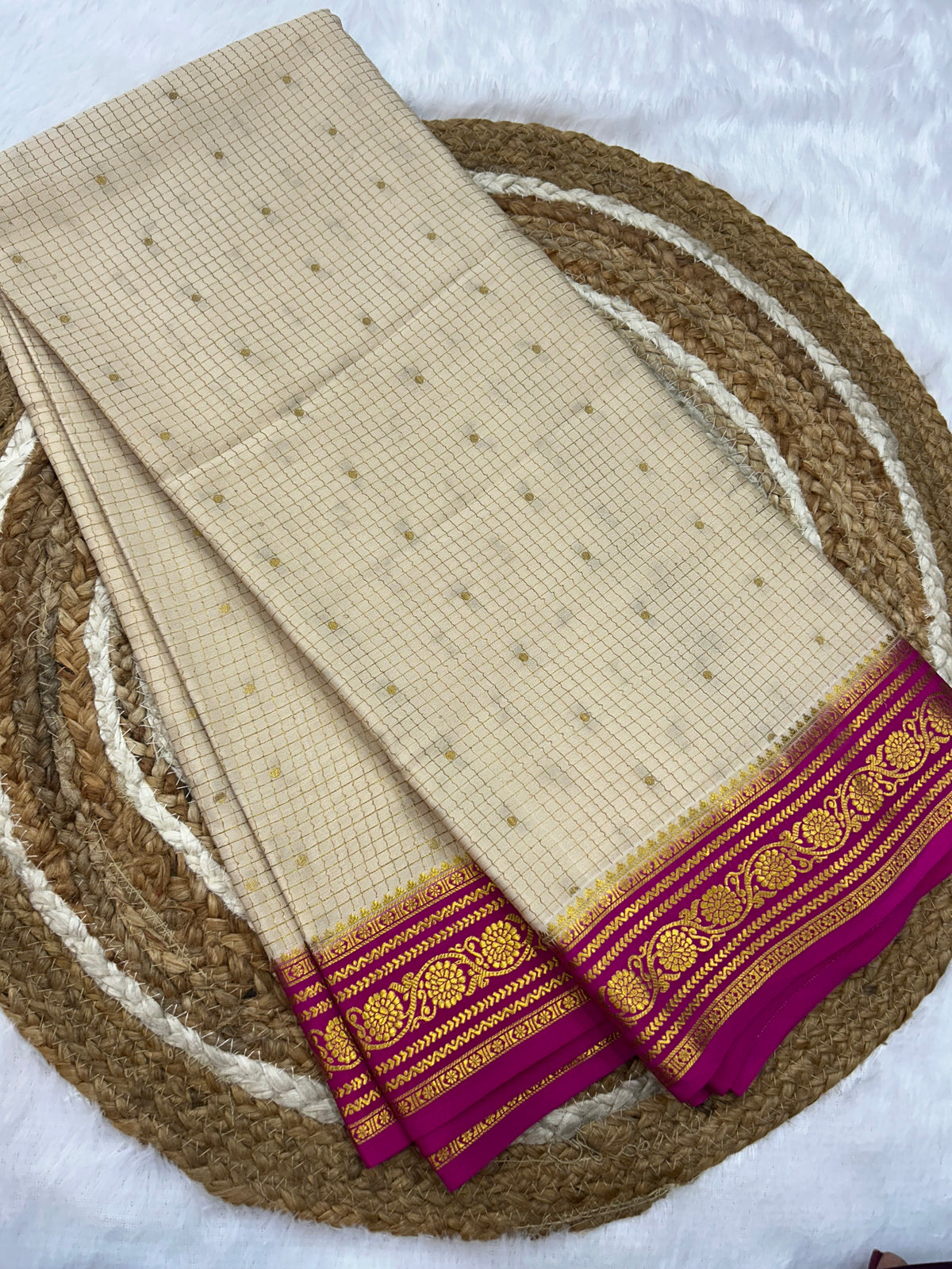 Mysore silk contrast checks
