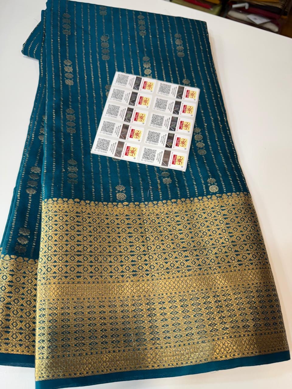Mysore silk sarees self lines butta  pattern