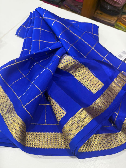 💖 checks pattern  mysore silk sarees with elegant color combinations ❤️