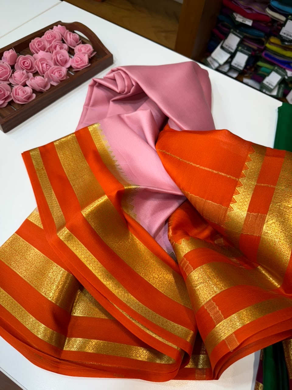 Mysore silk sarees light weight pattern