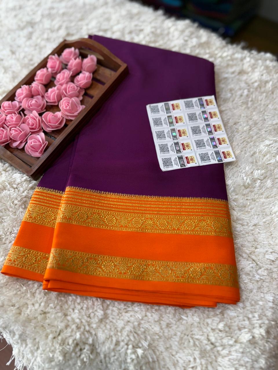 Mysore silk sarees contrast pattern