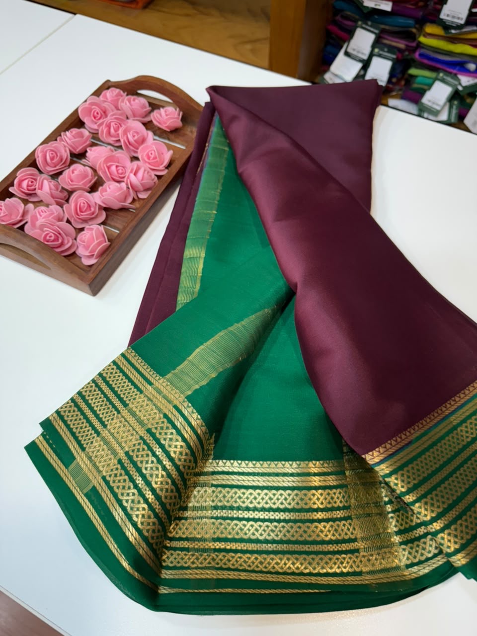Mysore silk sarees light weight pattern