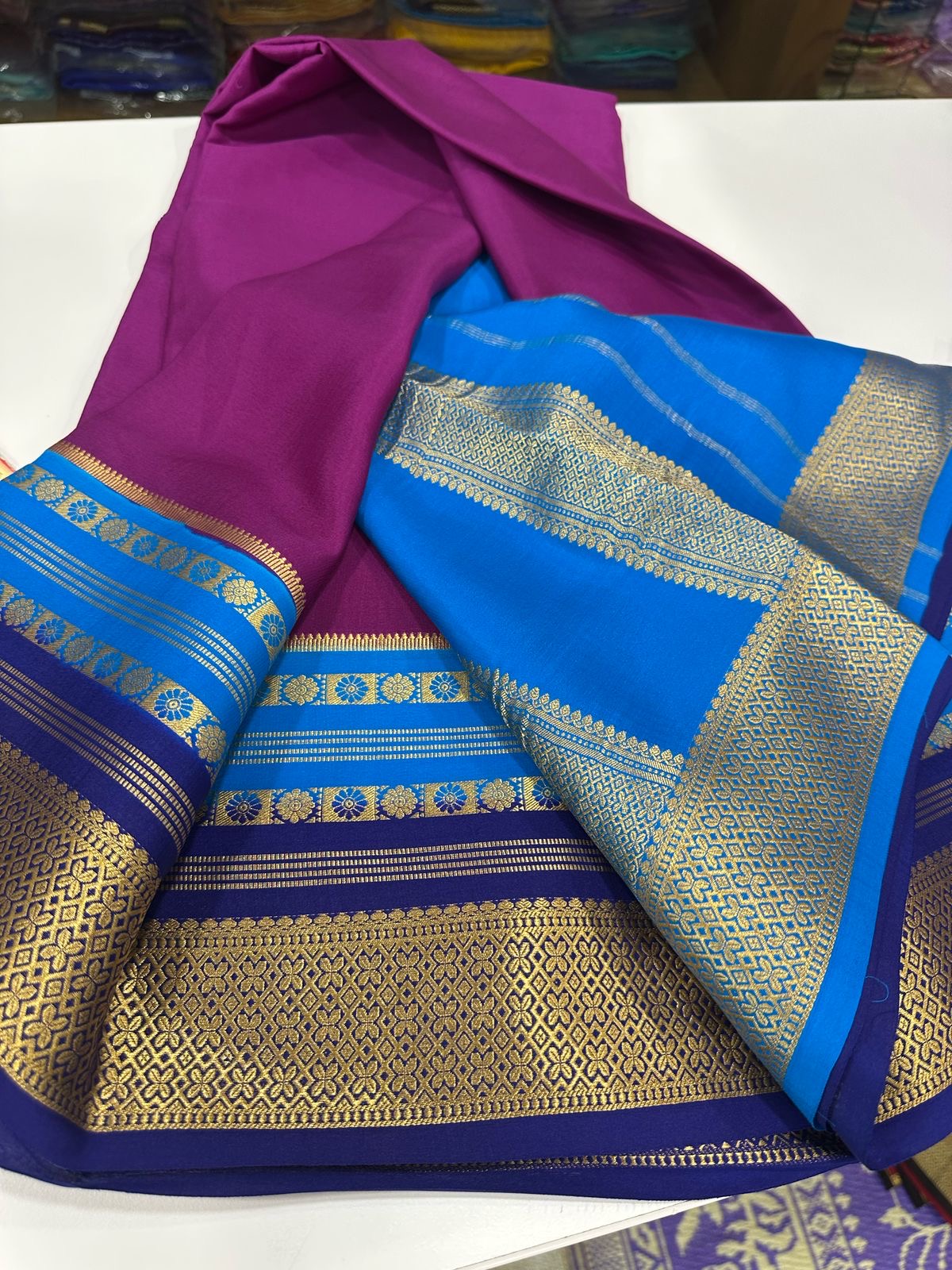 New Bentex pattern  mysore silk sarees with elegant color combination