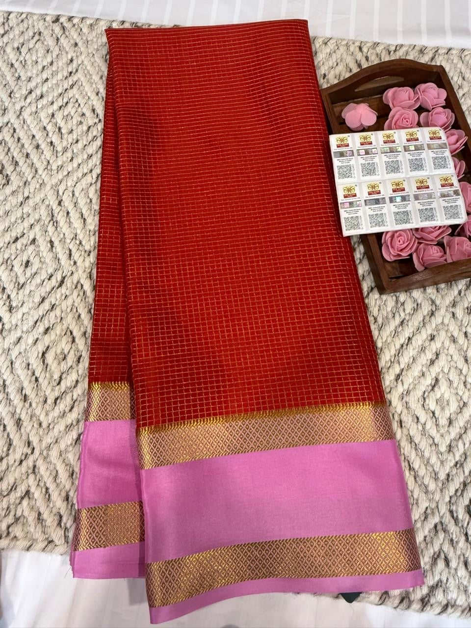 Mysore silk sarees checks pattern