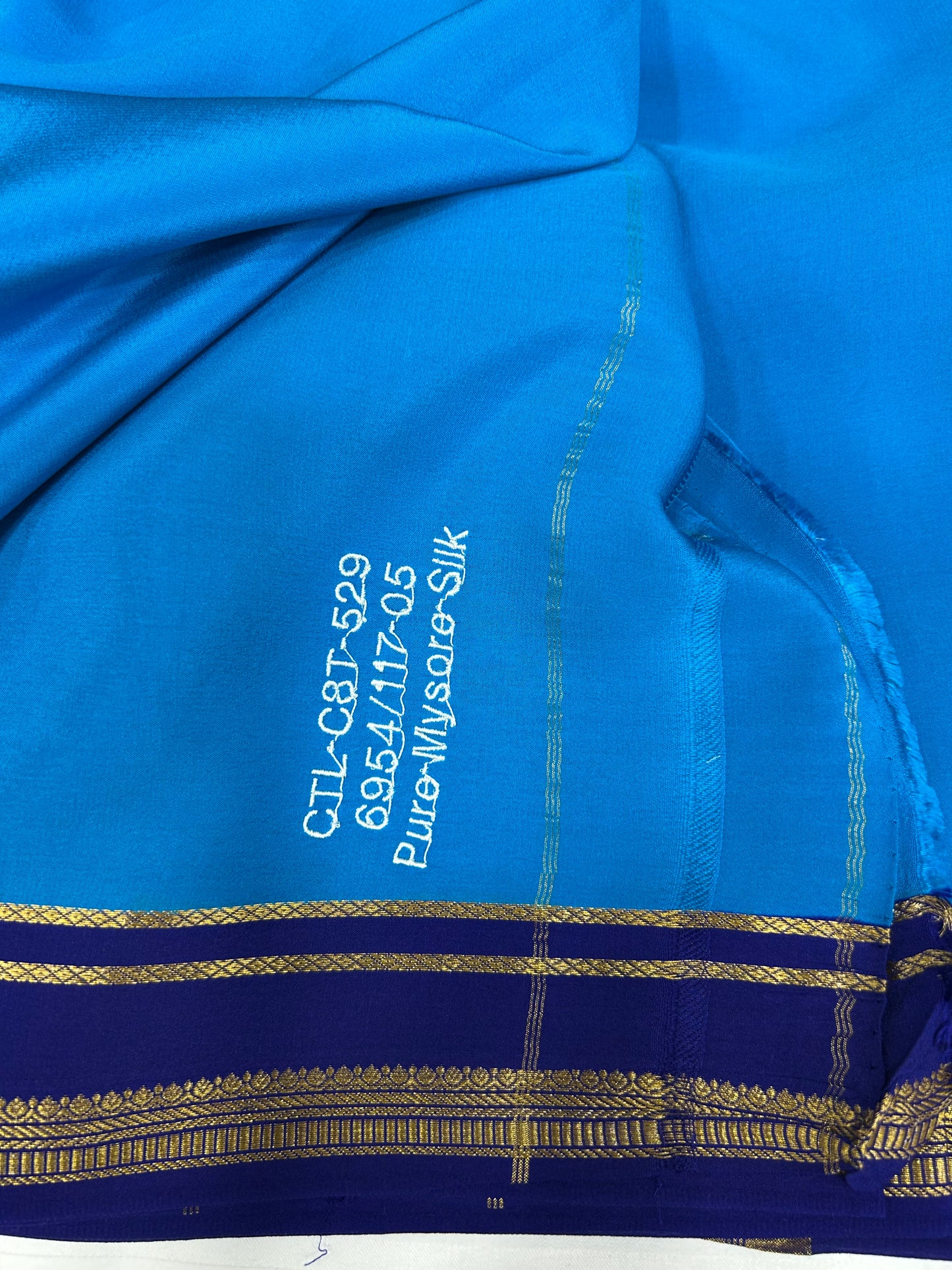 Gold lace Mysore silk saree