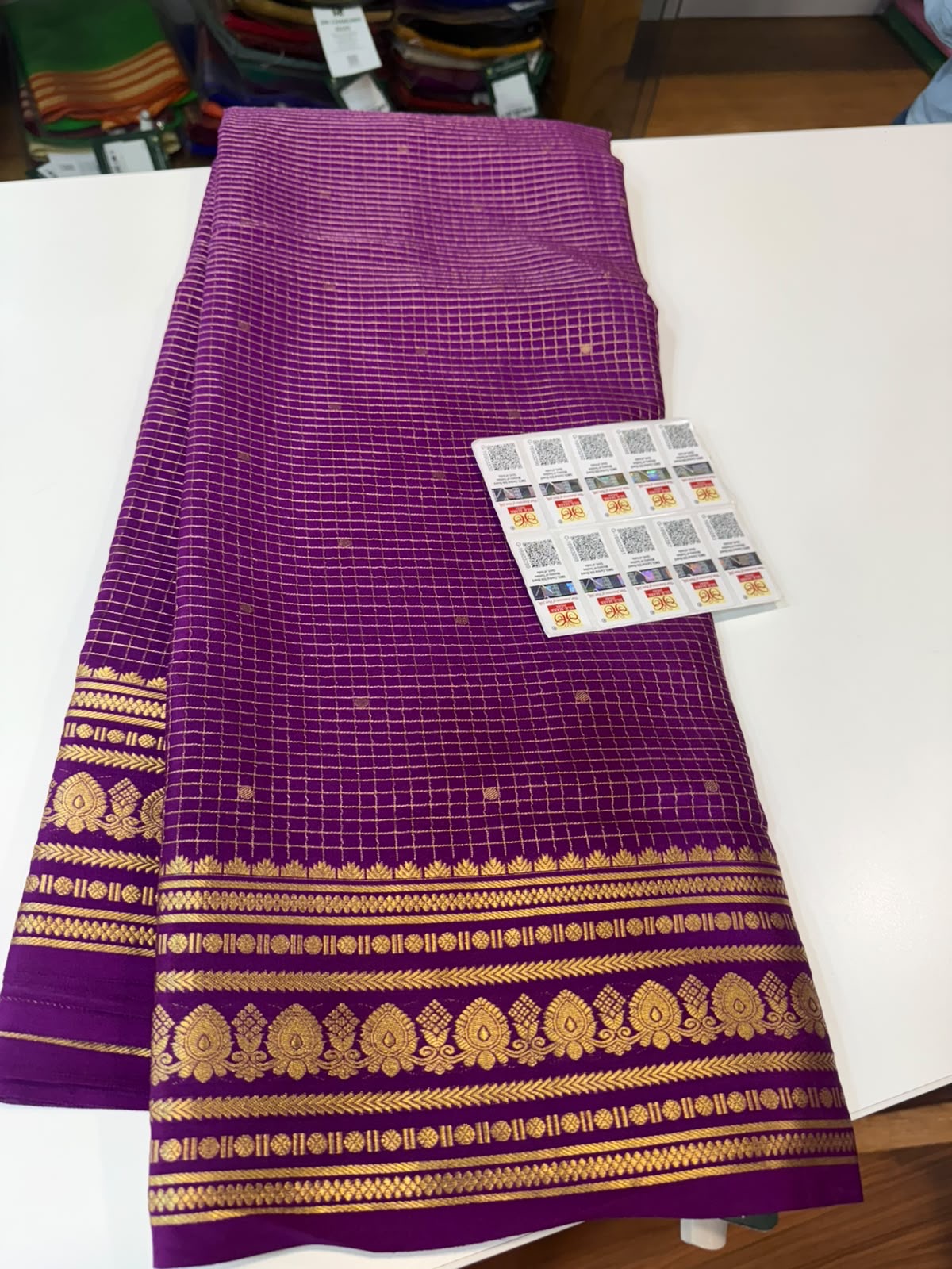 Mysore silk sarees checks pattern