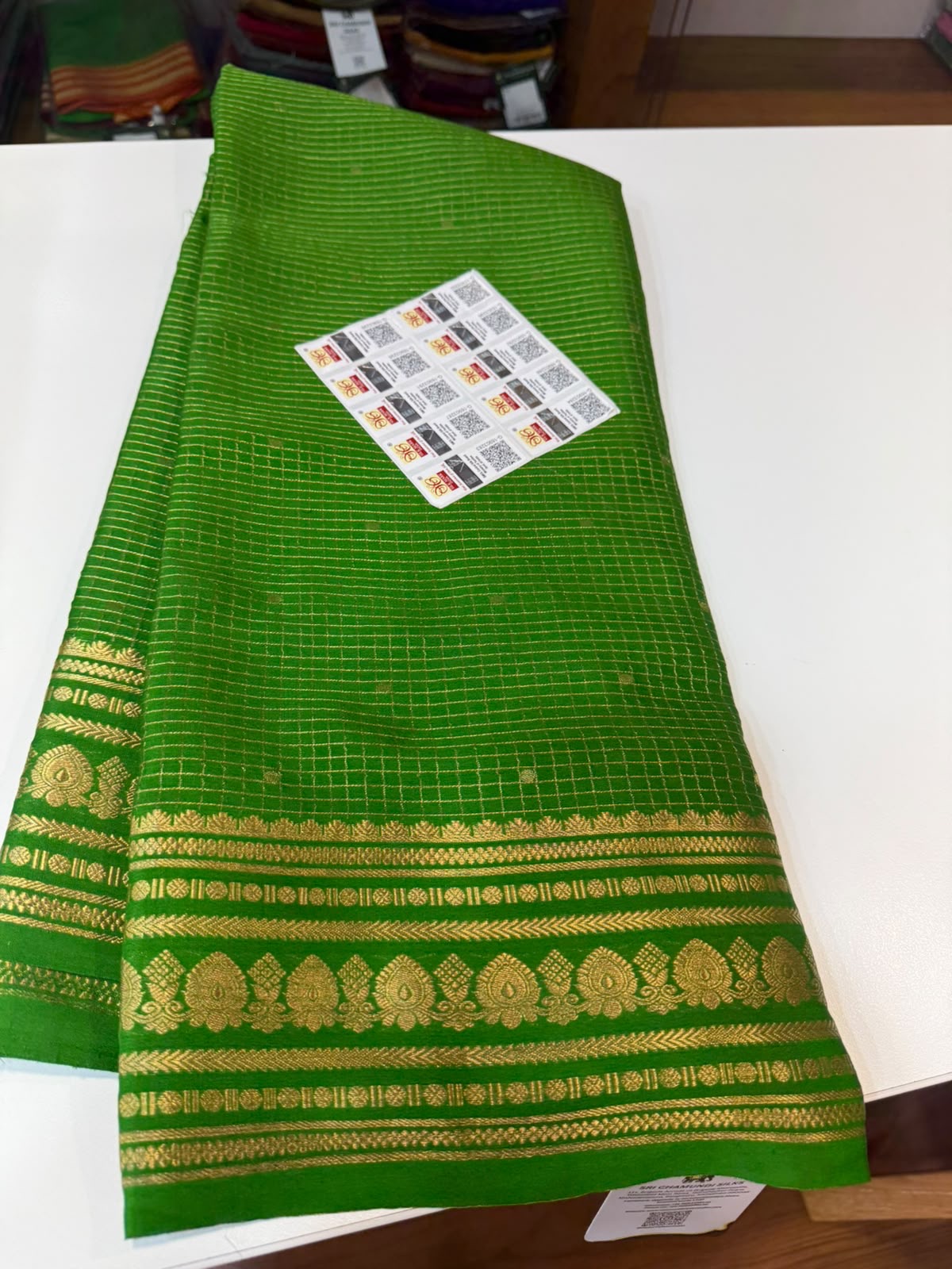 Mysore silk sarees checks pattern