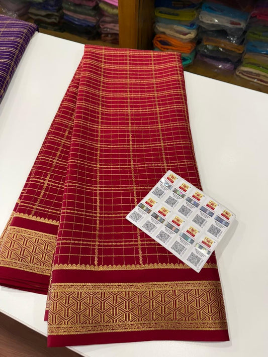 Mysore silk sarees self checks pattern