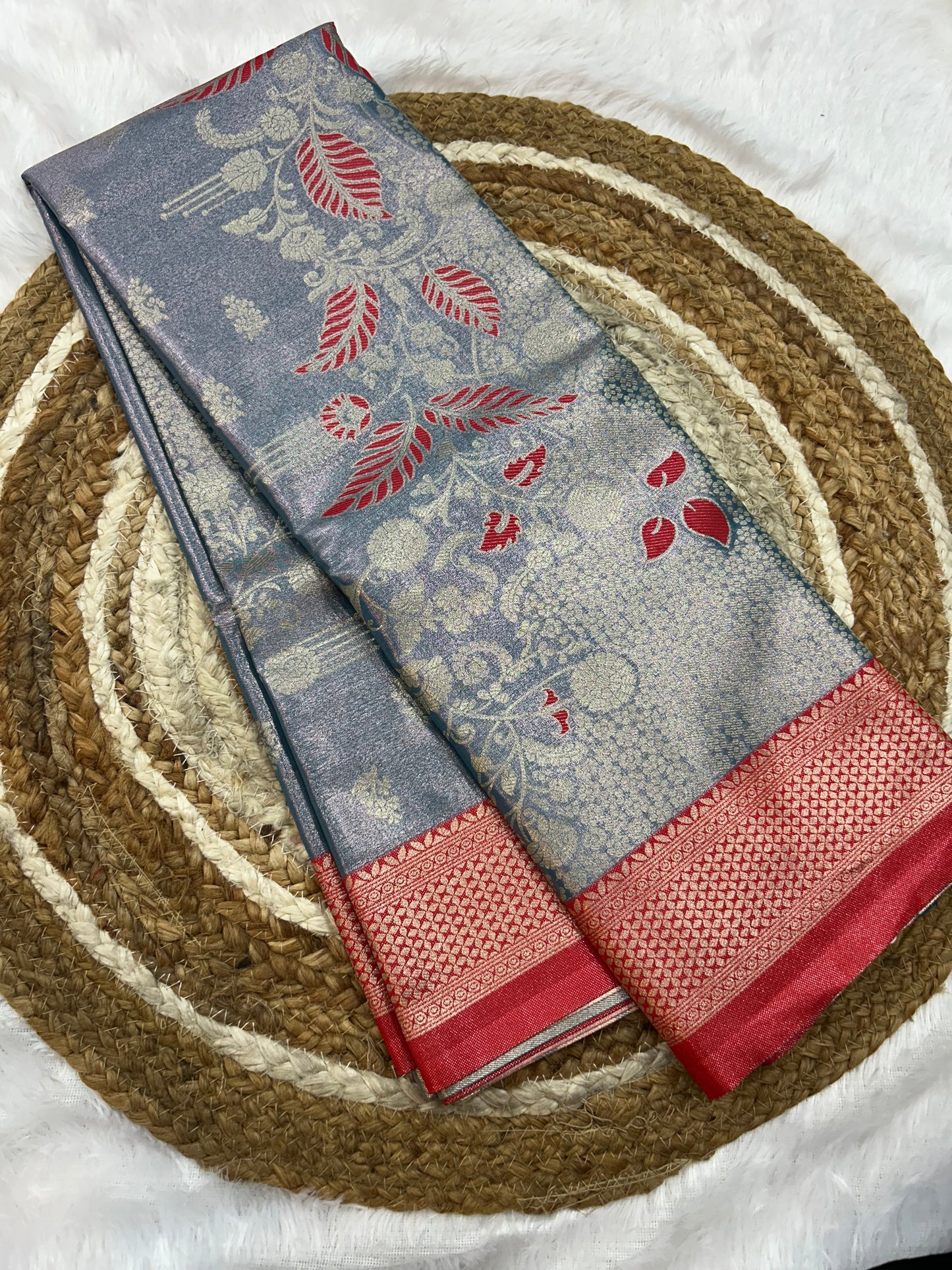 Semi silk floral Jacquard Saree