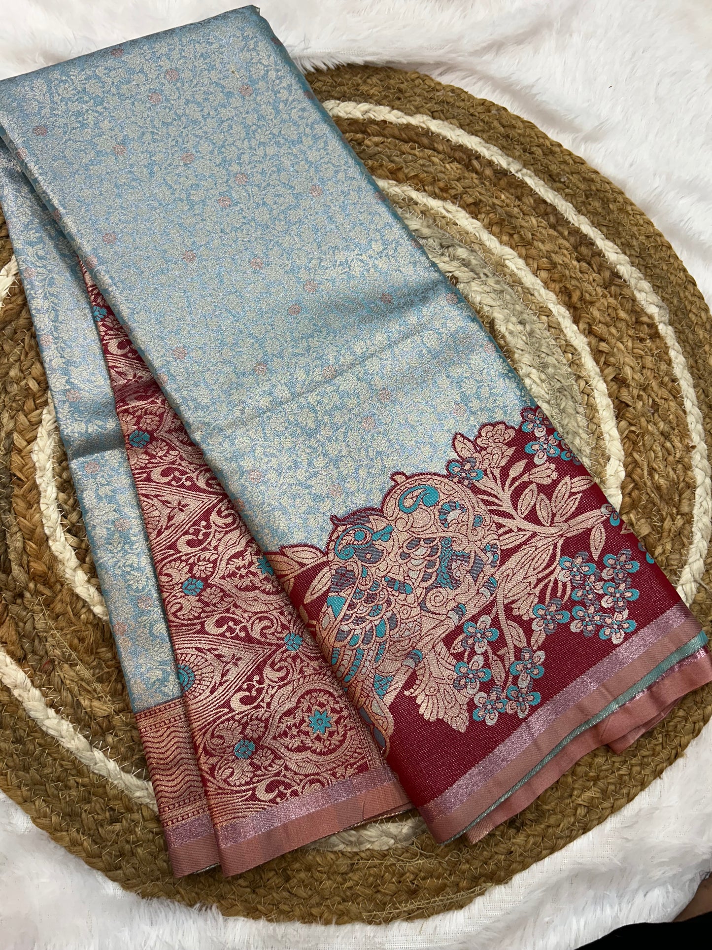 Semi silk floral Jacquard Saree