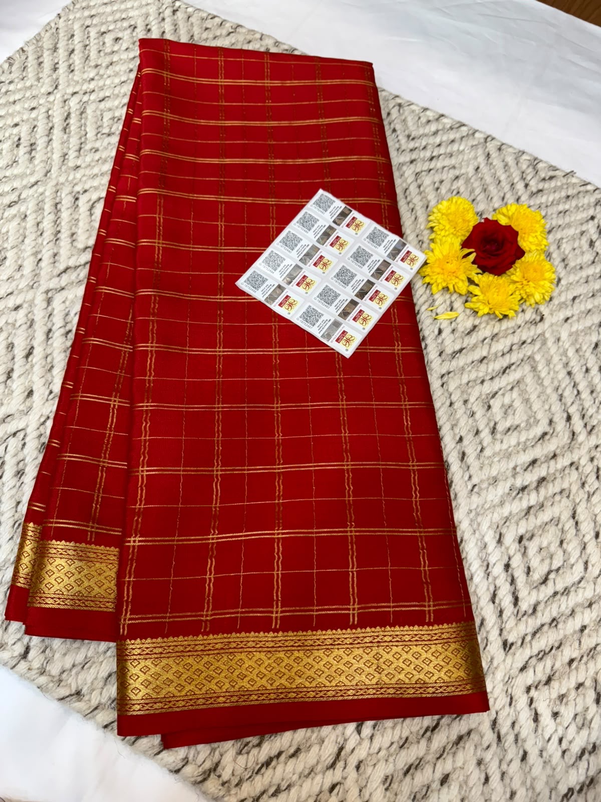 Mysore silk sarees checks pattern