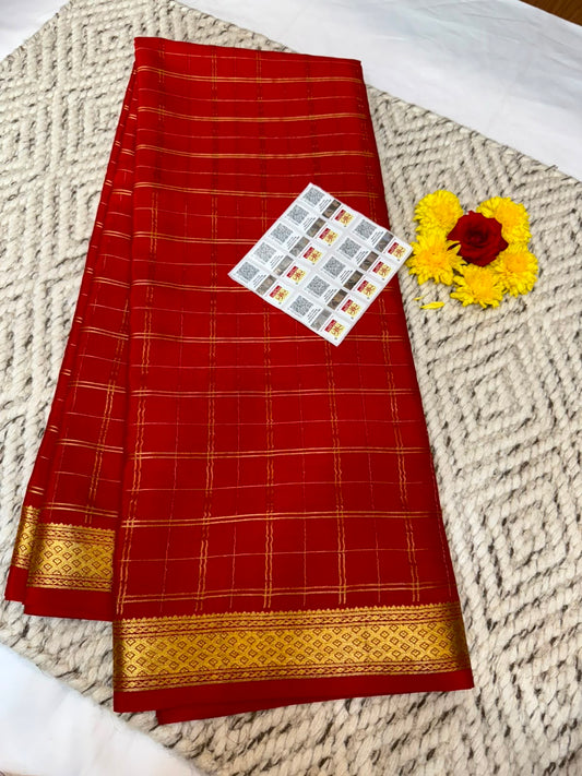 Mysore silk sarees checks pattern