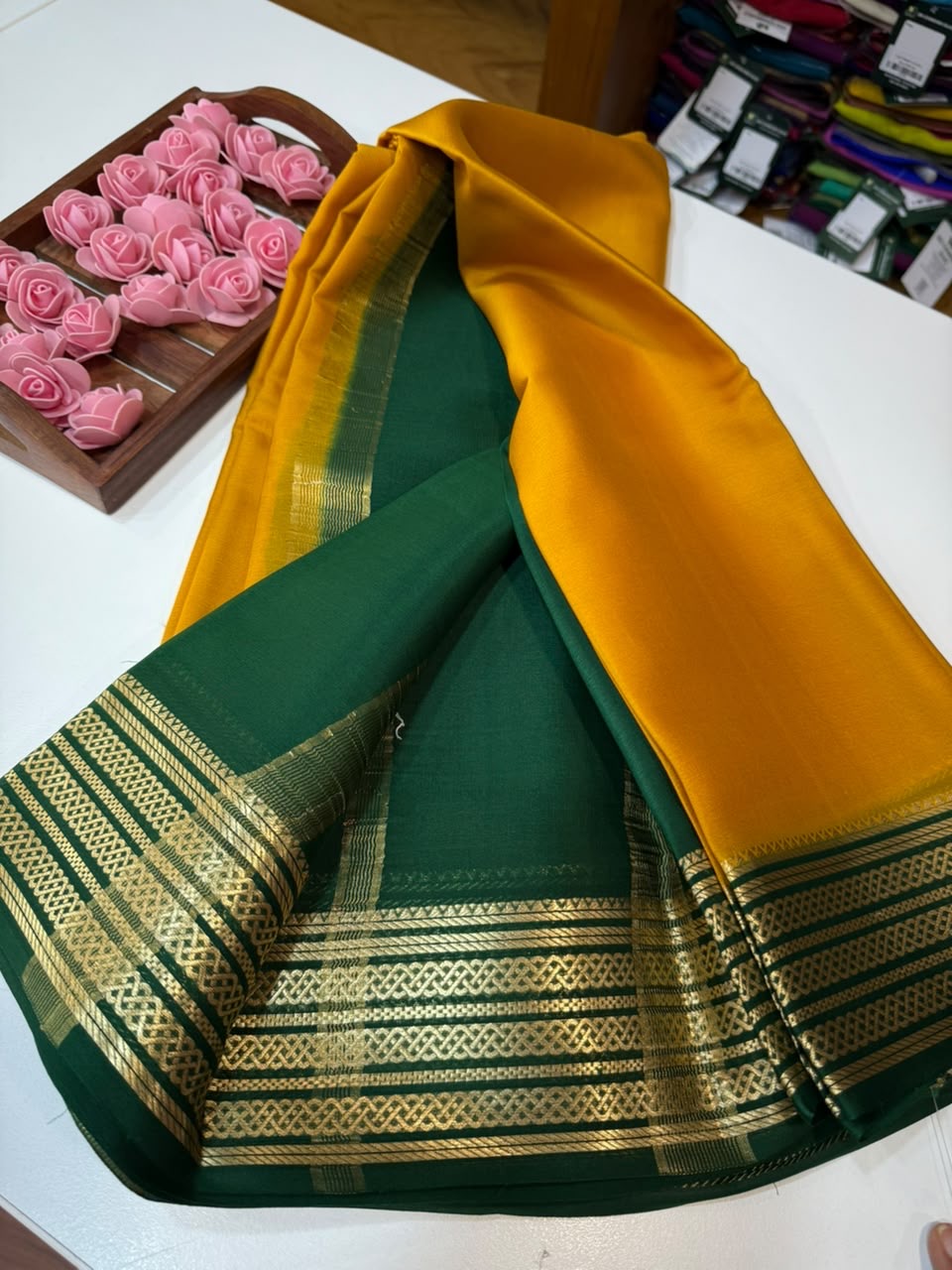 Mysore silk sarees light weight pattern
