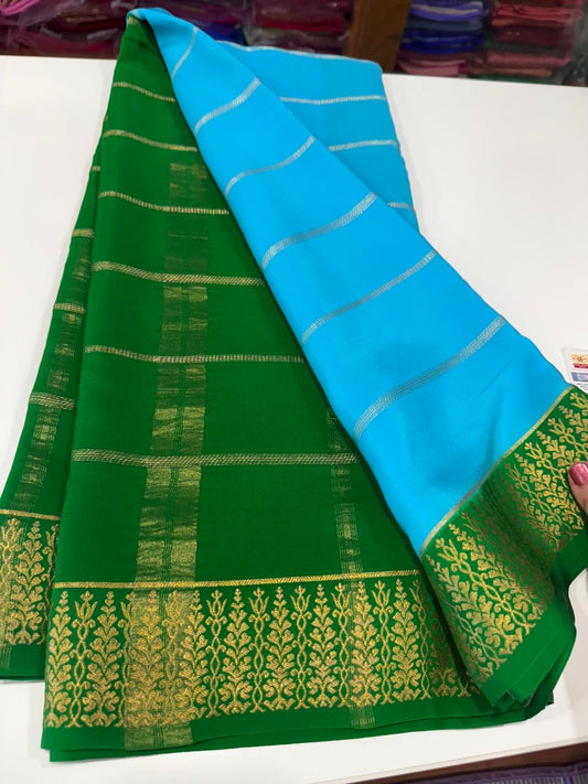 ❤️Traditional border in gold lace Zari Mysore silk sarees  ❤️