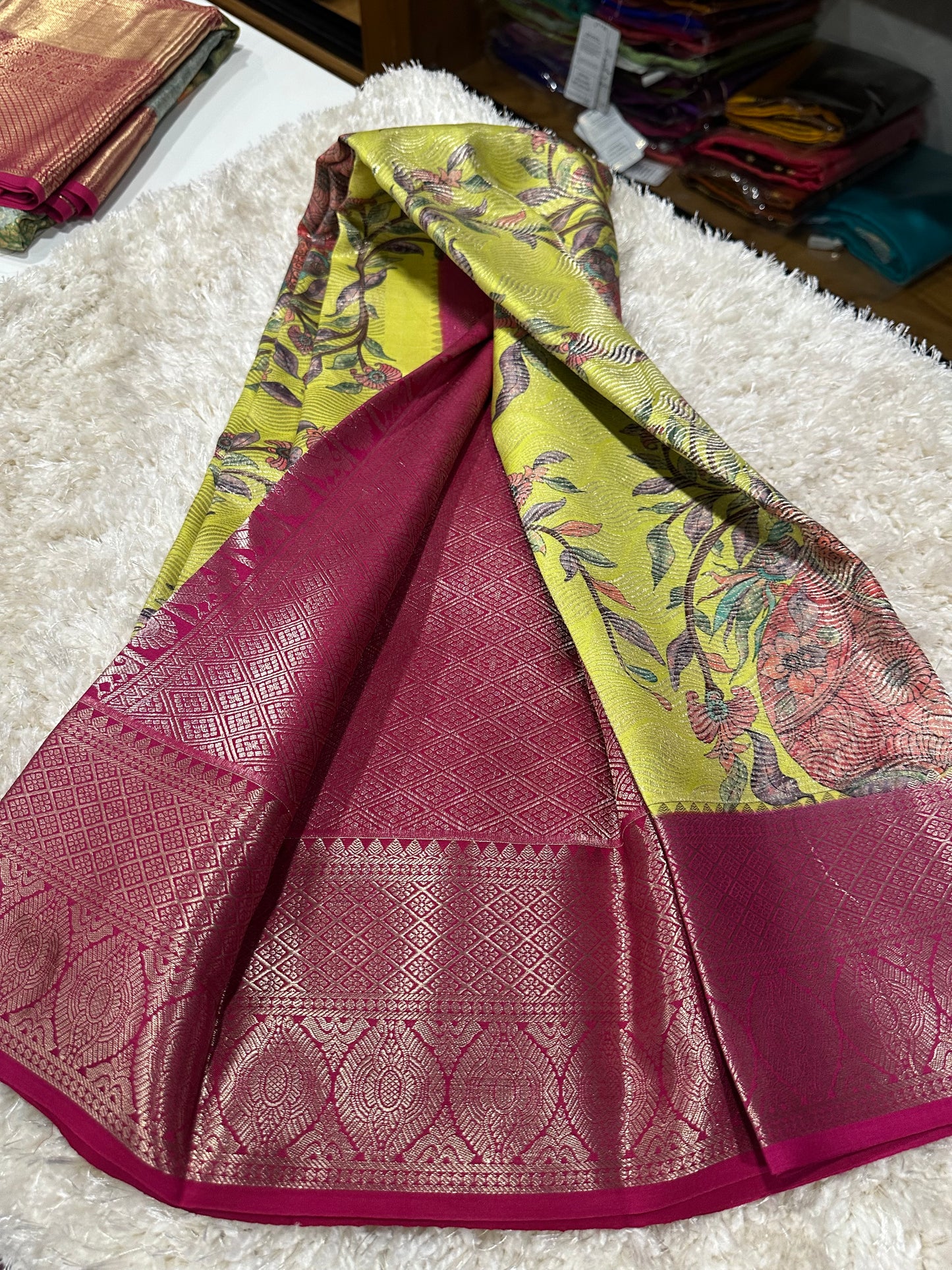 Pure digital print Kanjivaram silk sarees