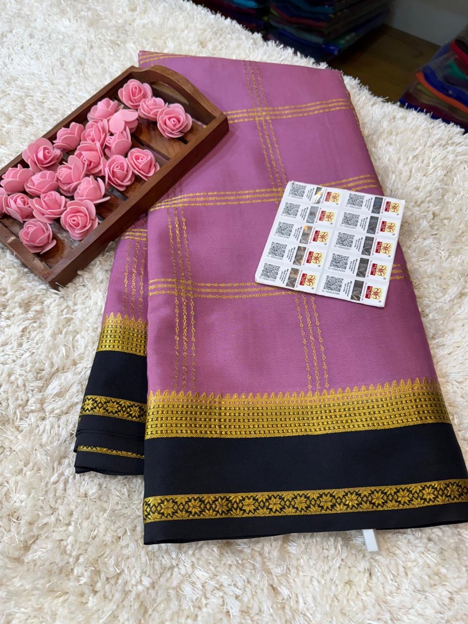 Mysore silk sarees contrast pattern