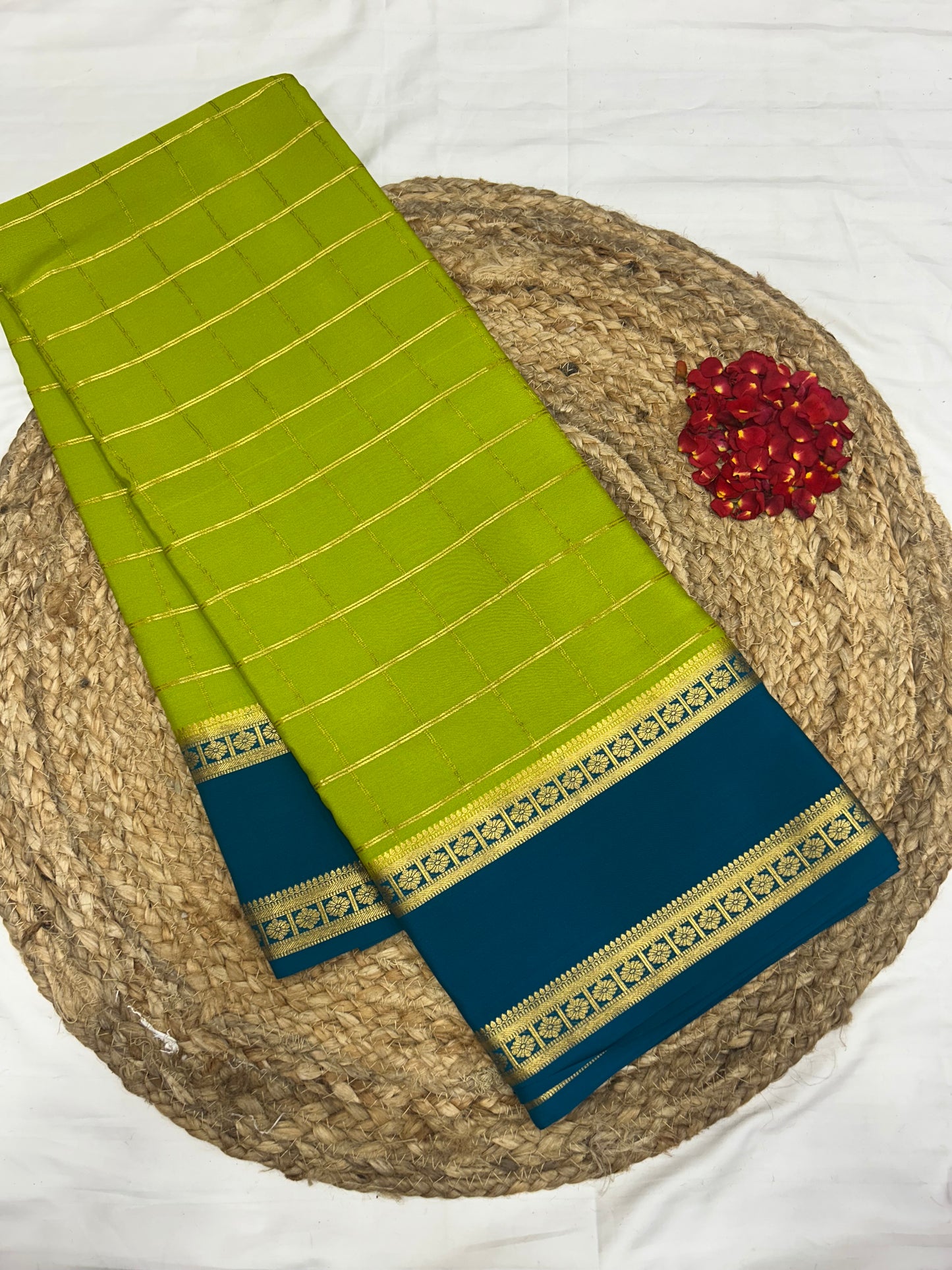Mysore silk contrast checks
