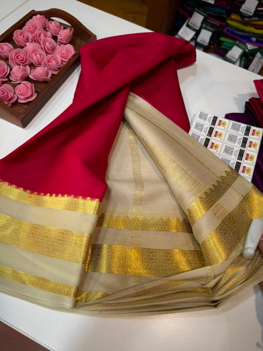 Mysore silk sarees light weight pattern