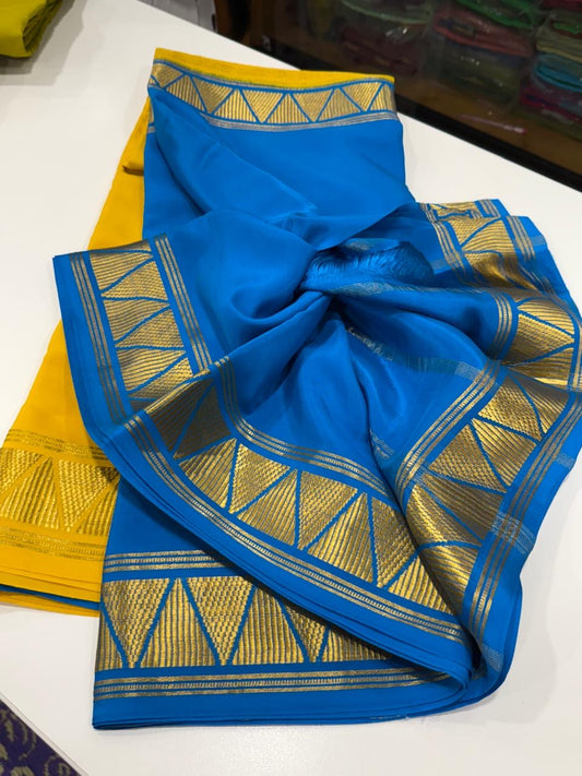 Mysore silk saree half and half pattern