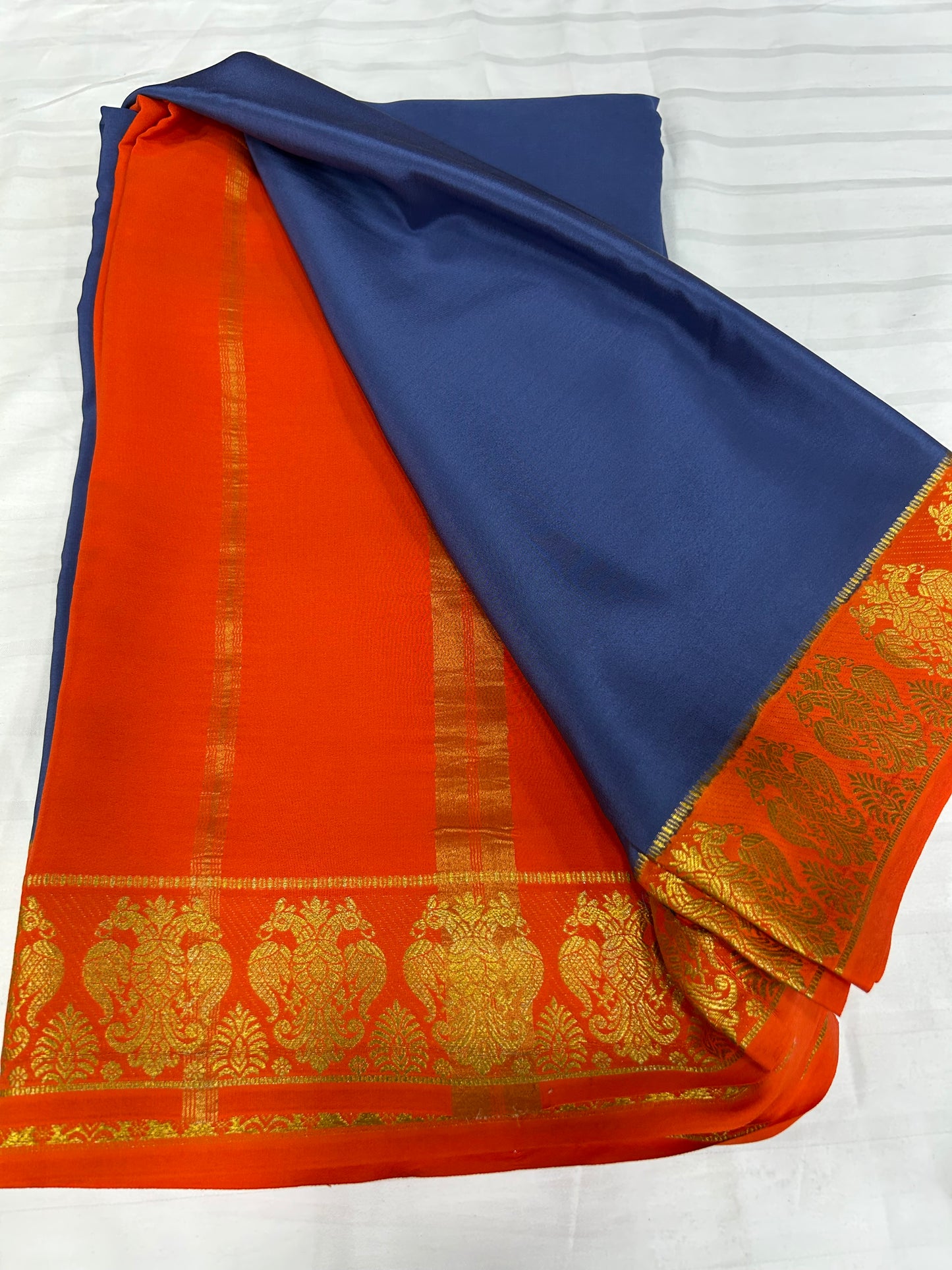 Gold lace Mysore silk saree