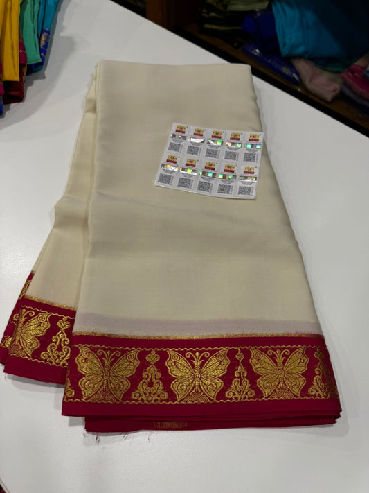 Contrast border Mysore Silks Saress￼