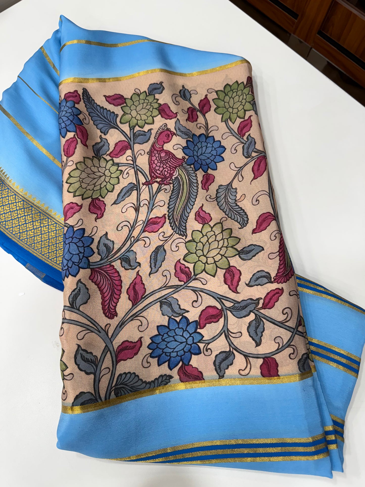 Printed Mysore silk saree