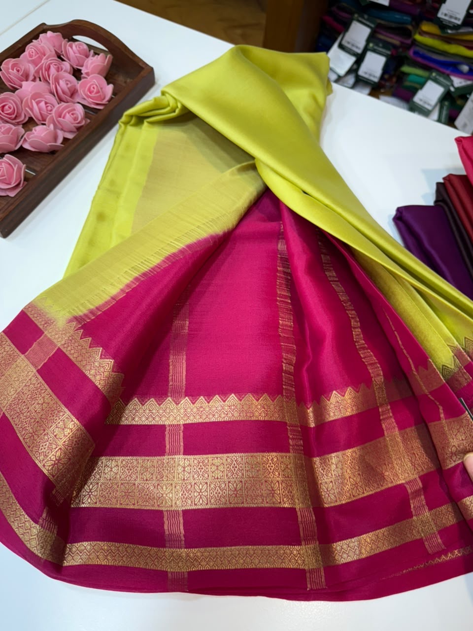 Mysore silk sarees light weight pattern