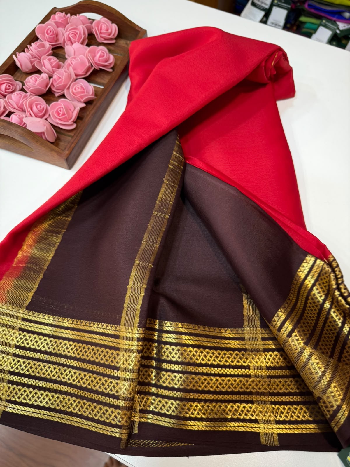 Mysore silk sarees light weight pattern