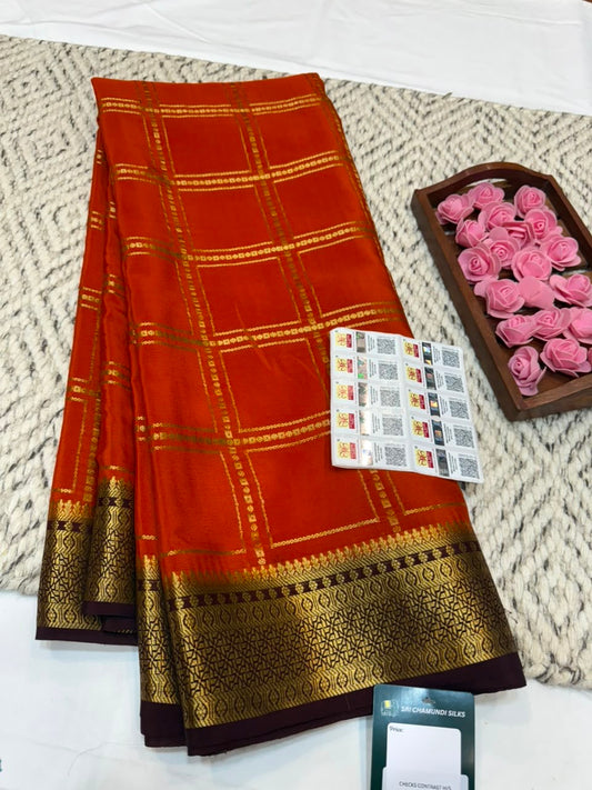 Mysore silk sarees checks pattern