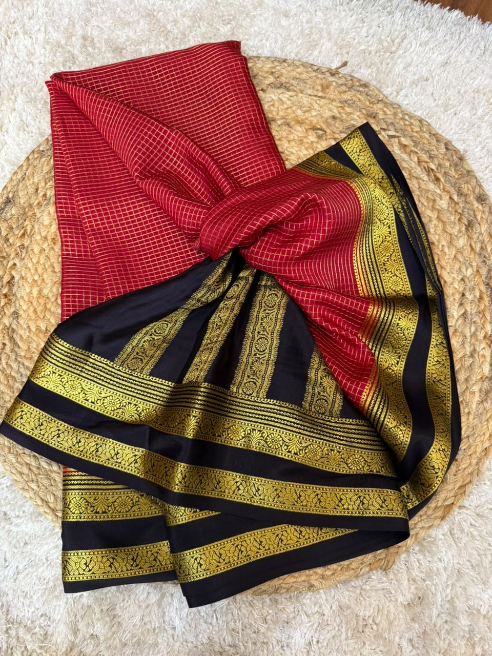 Mysore silk sarees checks pattern