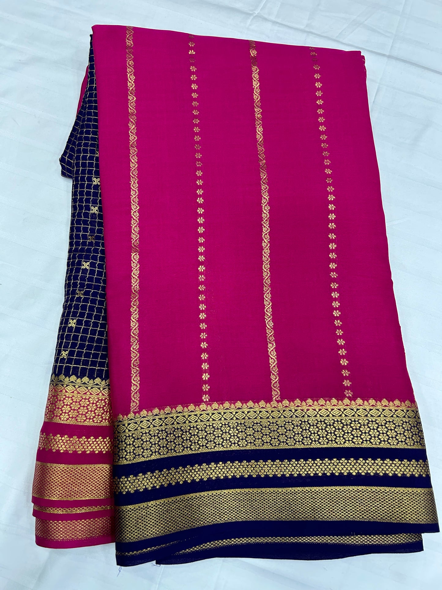 Contrast checks Mysore silk