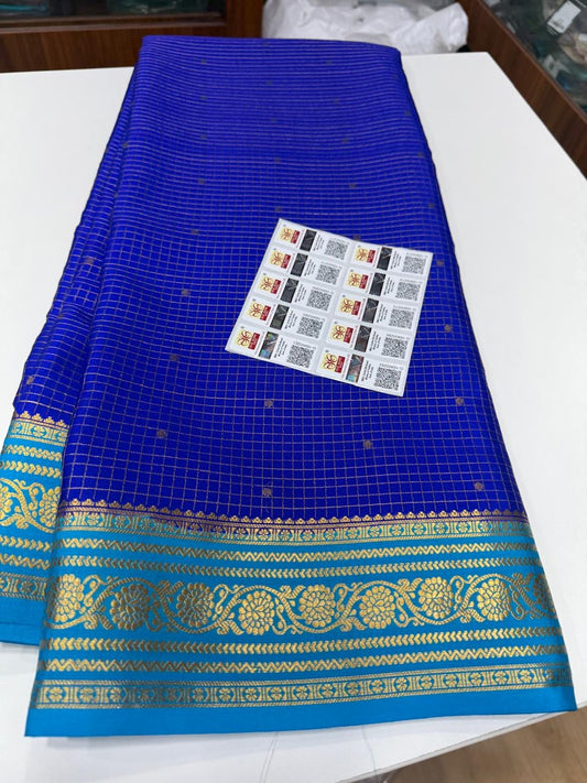 Mysore silk sarees contrast checks