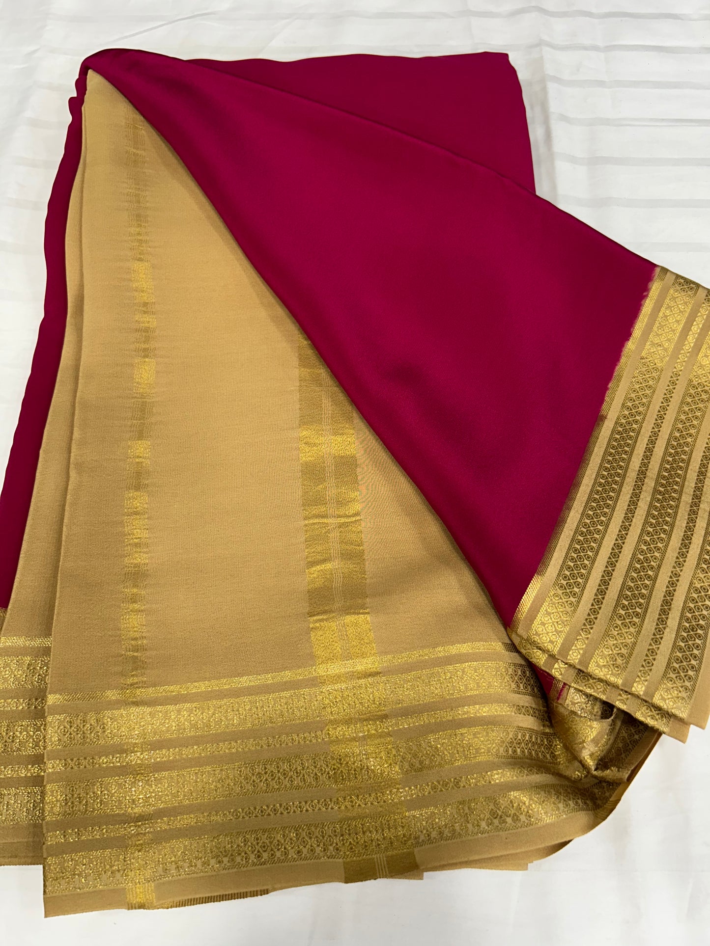 Gold lace Mysore silk saree