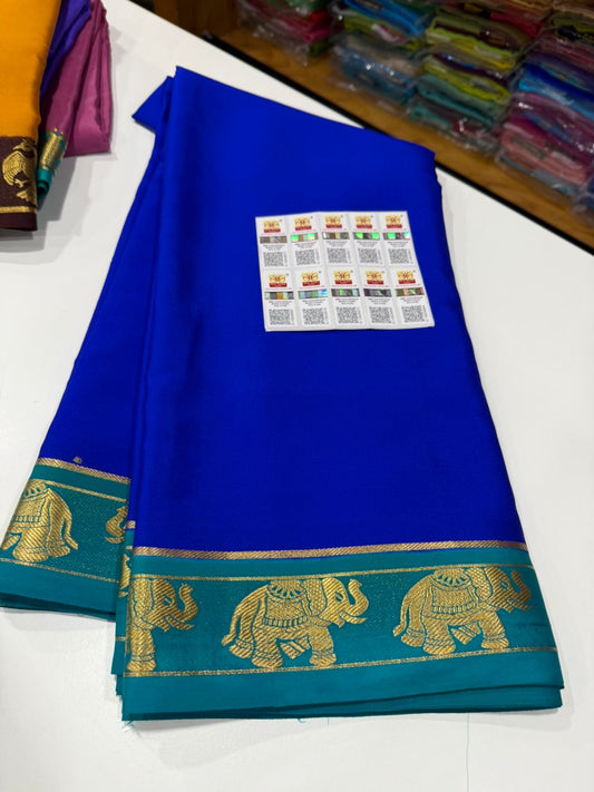 Mysore silk saree contrast pattern