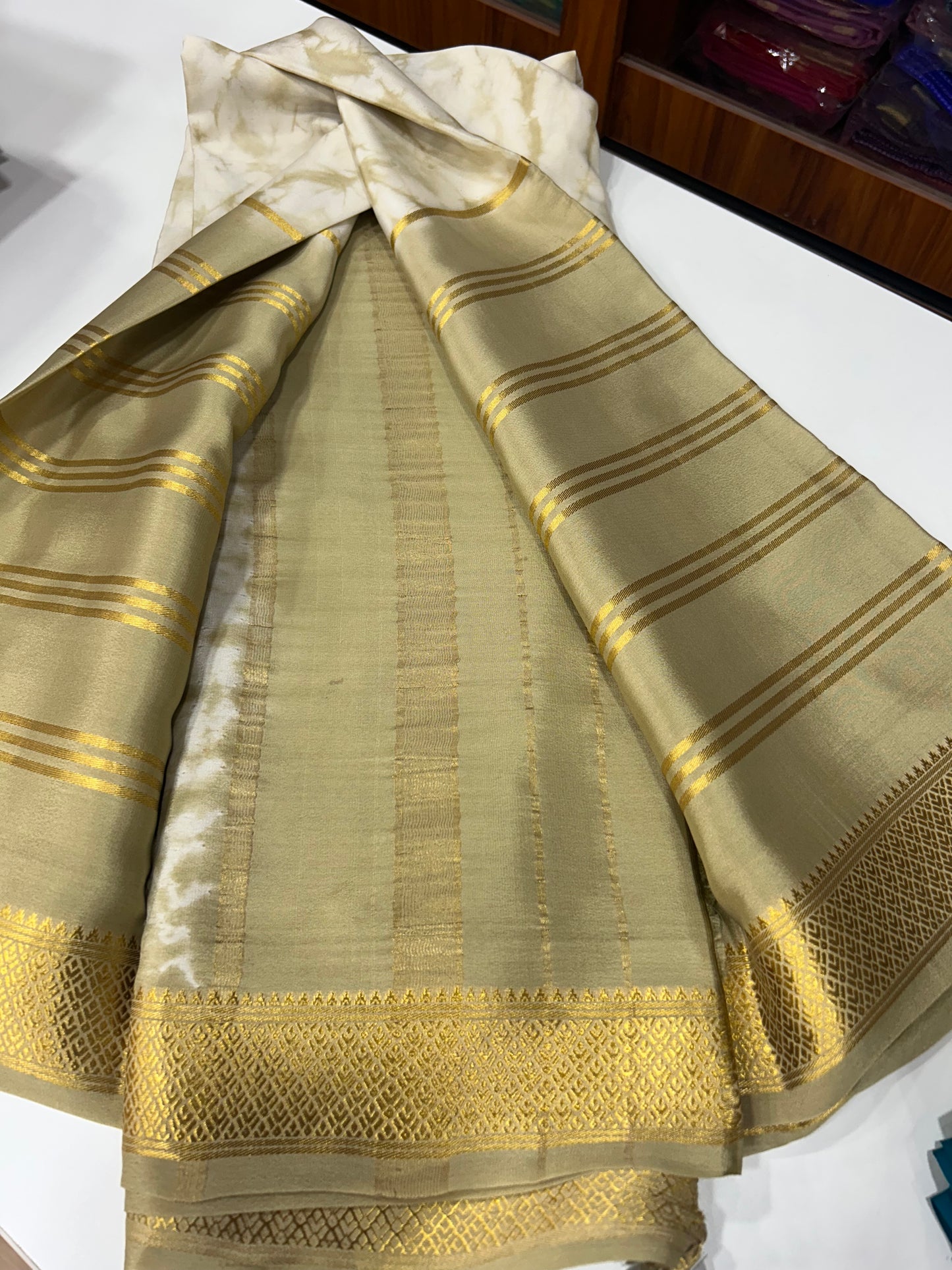 2D Shibori Pattern Mysore Silk Saree