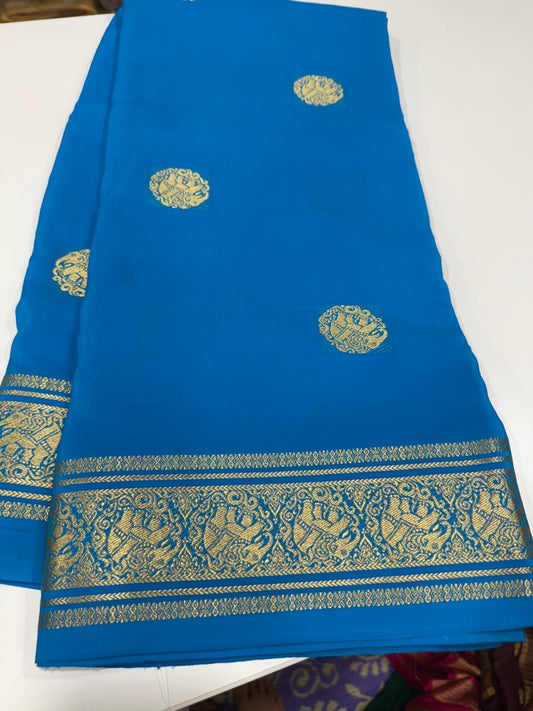 Pure zari mysore silk saree elephant butta