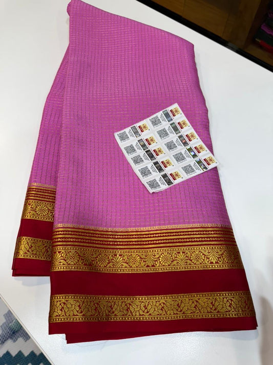 Mysore silk sarees checks pattern