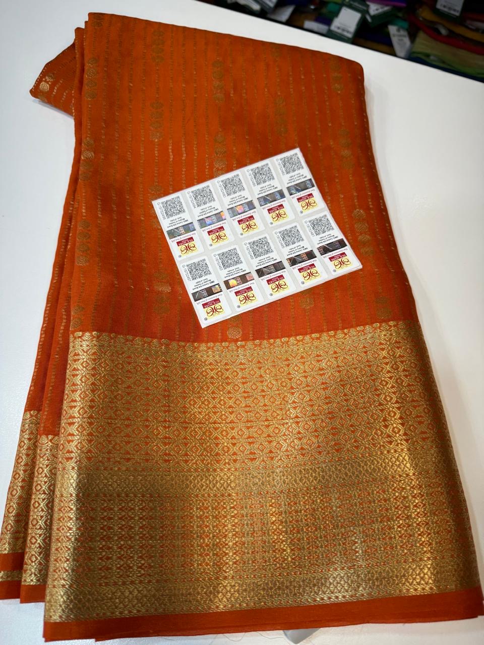 Mysore silk sarees self lines pattern