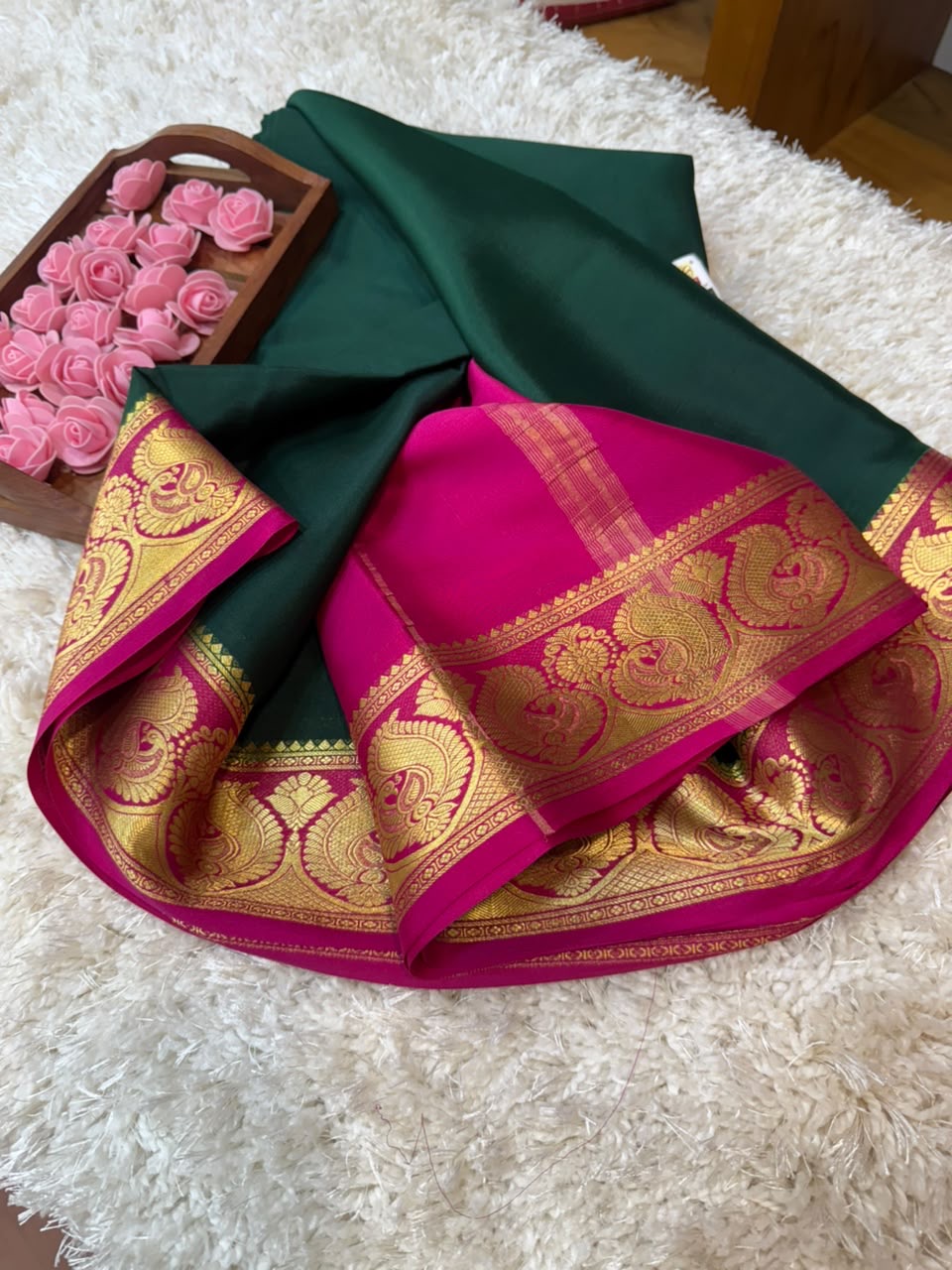 Mysore silk sarees contrast pattern