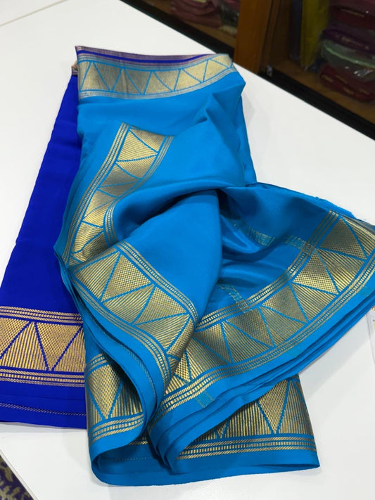 Mysore silk saree half and half pattern