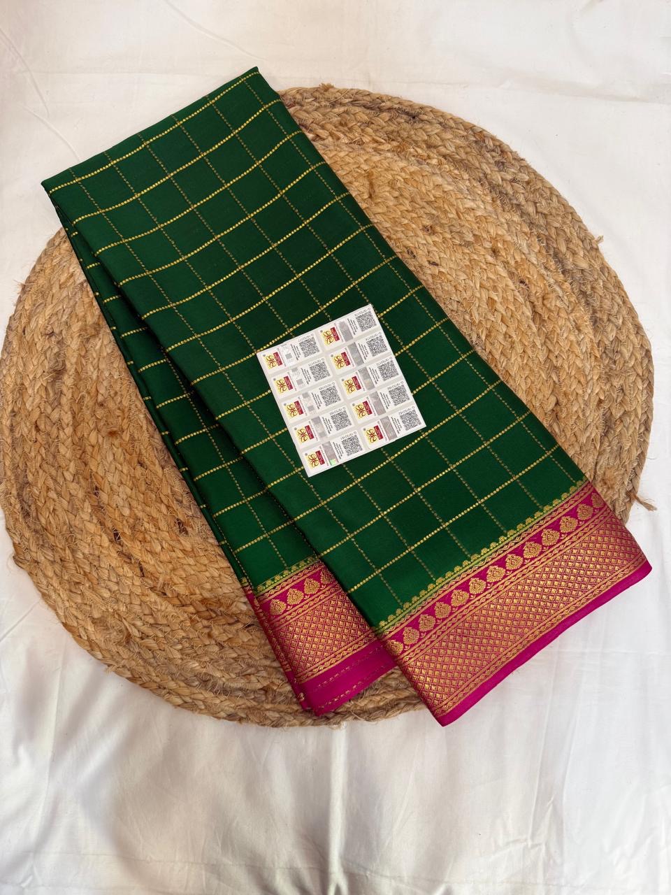 Mysore silk sarees contrast checks pattern