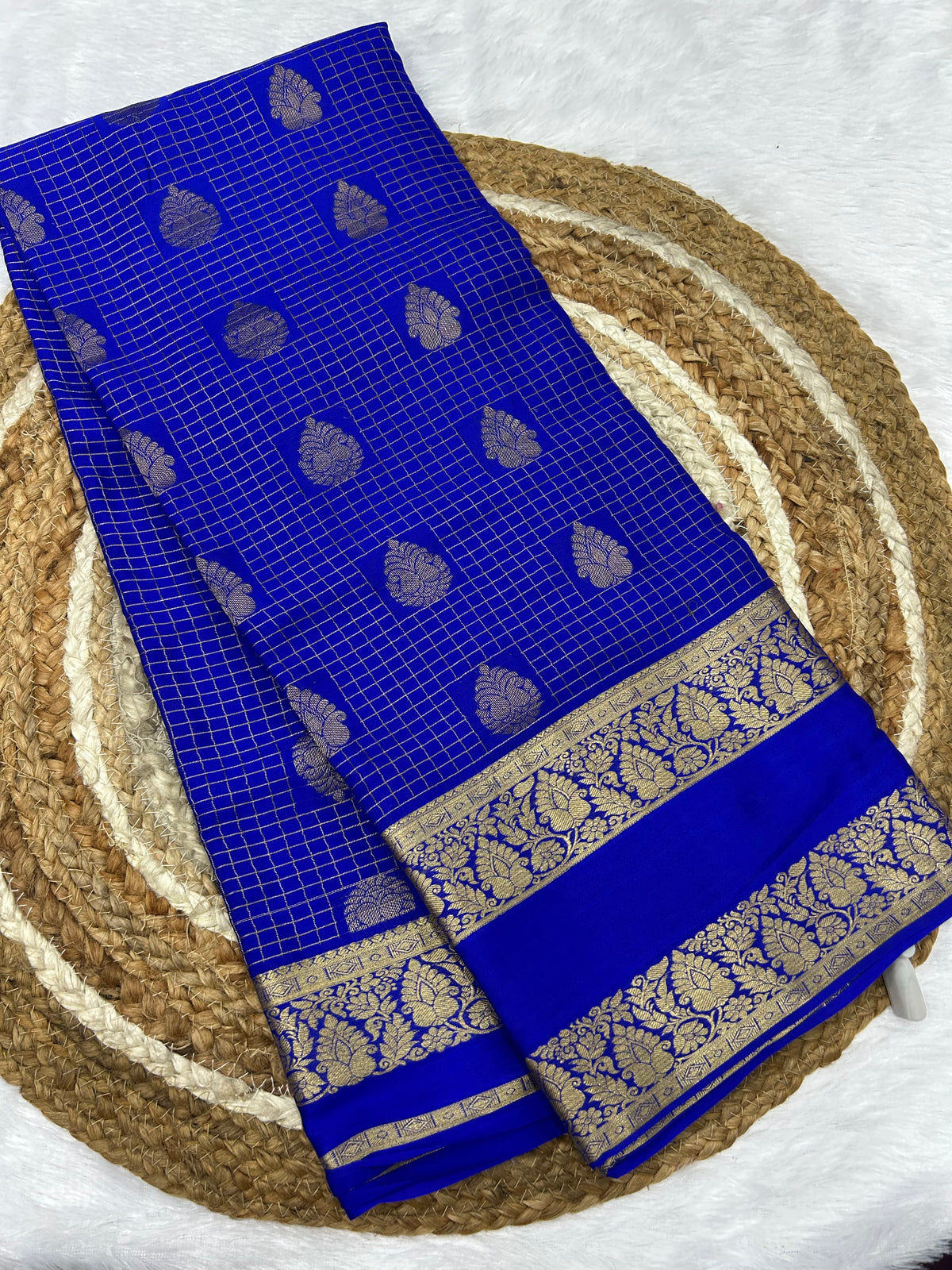 Mysore silk self checks butta