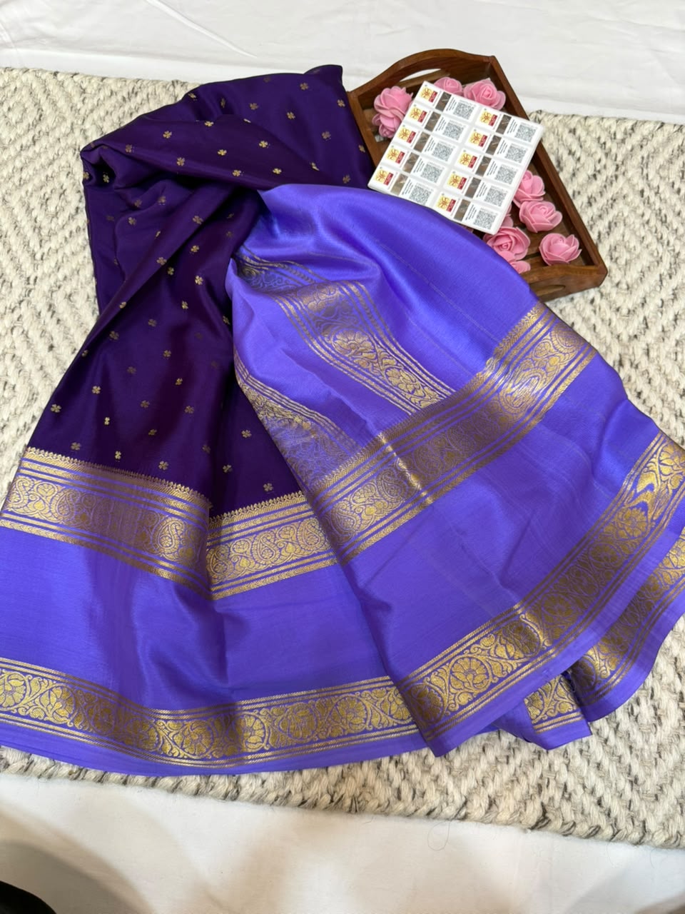 Mysore silk sarees contrast pattern