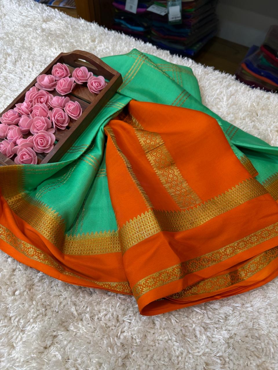 Mysore silk sarees contrast pattern