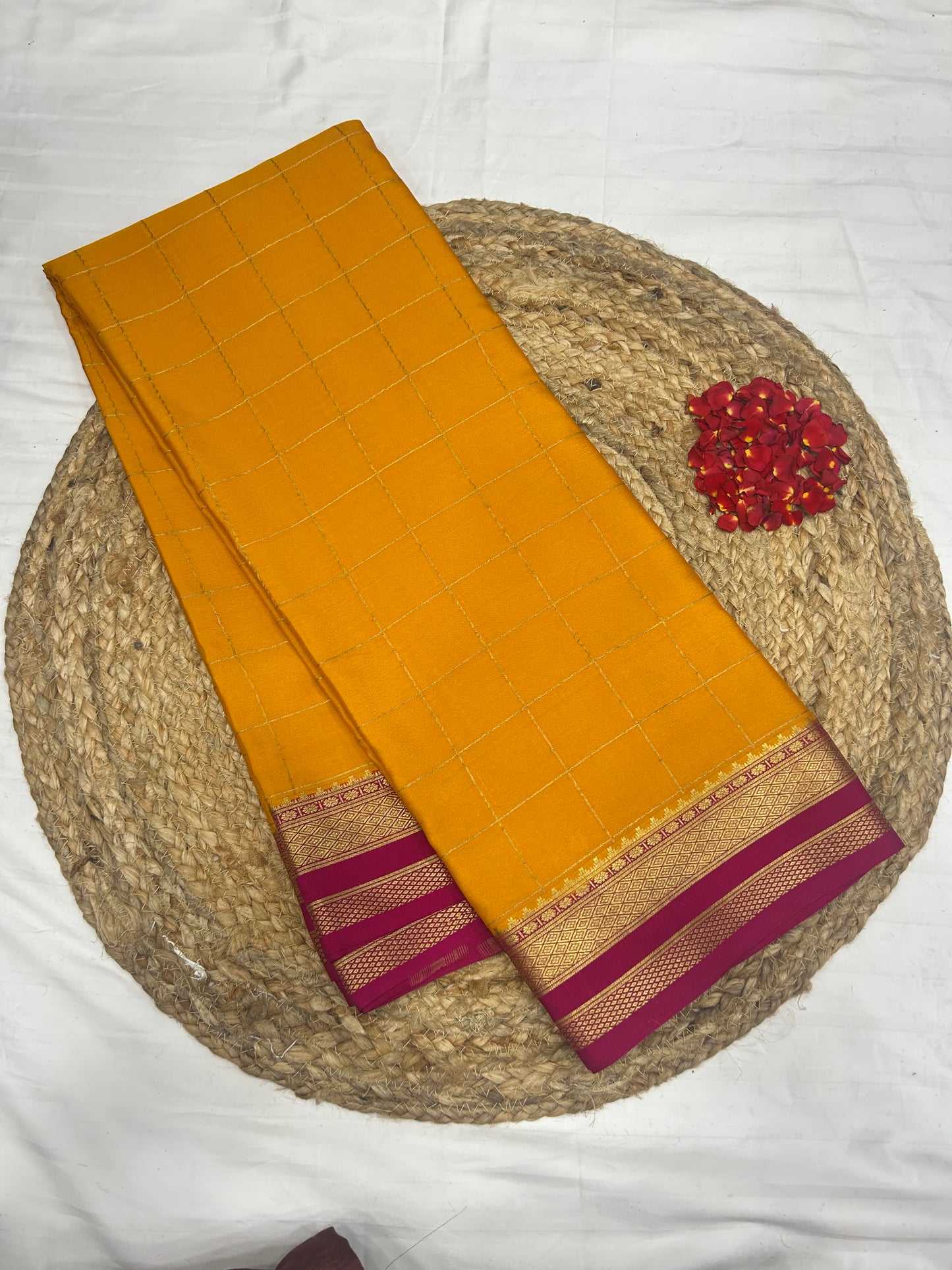 Mysore silk contrast checks